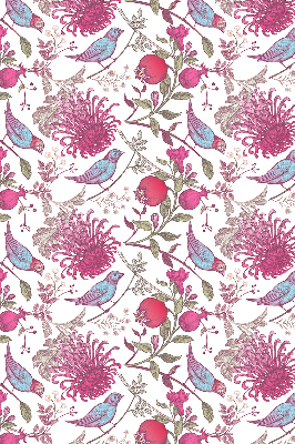 Fabric roller blind Colorful birds among the flowers