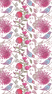 Fabric roller blind Colorful birds among the flowers