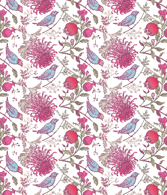 Fabric roller blind Colorful birds among the flowers