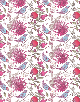 Fabric roller blind Colorful birds among the flowers