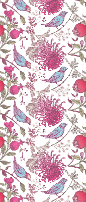 Fabric roller blind Colorful birds among the flowers