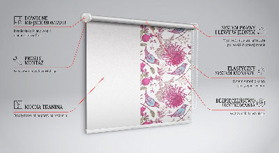 Fabric roller blind Colorful birds among the flowers