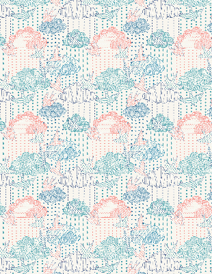 Fabric roller blind Colorful clouds with patterns