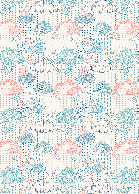 Fabric roller blind Colorful clouds with patterns