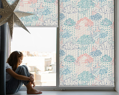Fabric roller blind Colorful clouds with patterns