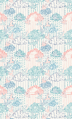 Fabric roller blind Colorful clouds with patterns