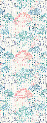 Fabric roller blind Colorful clouds with patterns
