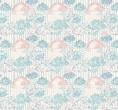 Fabric roller blind Colorful clouds with patterns