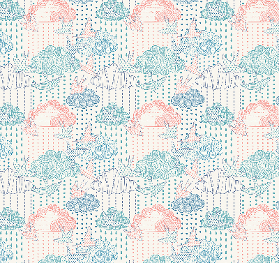Fabric roller blind Colorful clouds with patterns