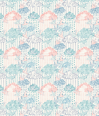 Fabric roller blind Colorful clouds with patterns