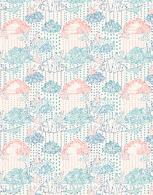 Fabric roller blind Colorful clouds with patterns