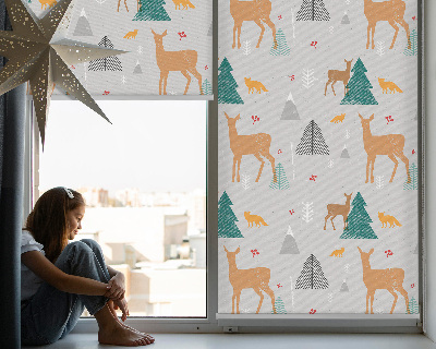 Modern roller blind Roe deer in the forest