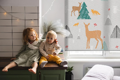 Modern roller blind Roe deer in the forest