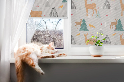 Modern roller blind Roe deer in the forest