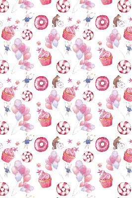 Modern roller blind Pink balloons, donuts, and bunnies