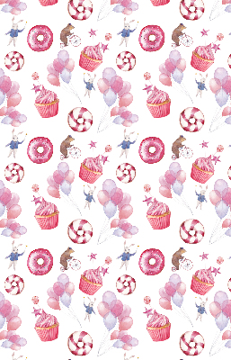 Modern roller blind Pink balloons, donuts, and bunnies