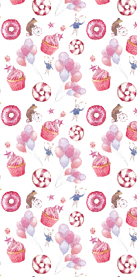 Modern roller blind Pink balloons, donuts, and bunnies