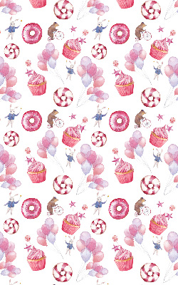 Modern roller blind Pink balloons, donuts, and bunnies