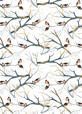 Fabric roller blind Birds on a tree