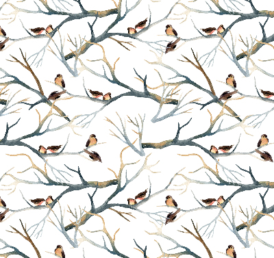 Fabric roller blind Birds on a tree