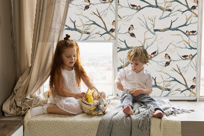 Fabric roller blind Birds on a tree