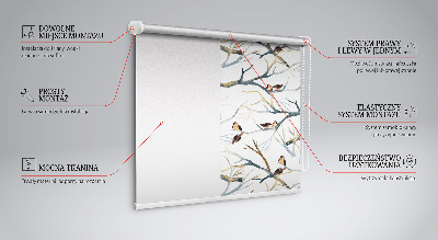 Fabric roller blind Birds on a tree