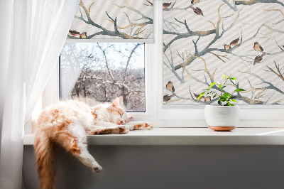 Fabric roller blind Birds on a tree