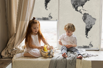 Modern roller blind Black continents