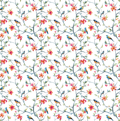 Roller blind for large window A bird on a branch