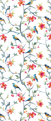 Roller blind for large window A bird on a branch