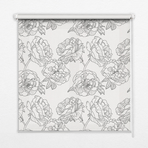 Modern roller blind Drawn roses