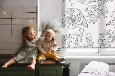 Modern roller blind Drawn roses