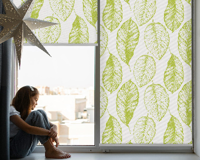 Roller blind for large window Lime leaves