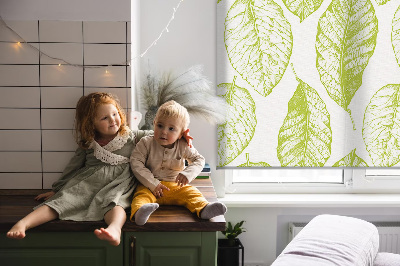 Roller blind for large window Lime leaves