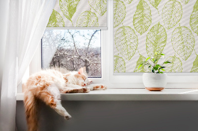 Roller blind for large window Lime leaves