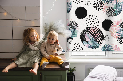 Fabric roller blind Circles and leaves