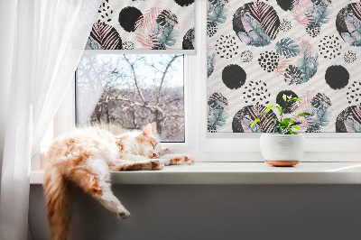 Fabric roller blind Circles and leaves
