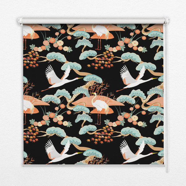 Roller blind for large window Flying heron