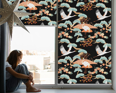 Roller blind for large window Flying heron