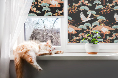 Roller blind for large window Flying heron