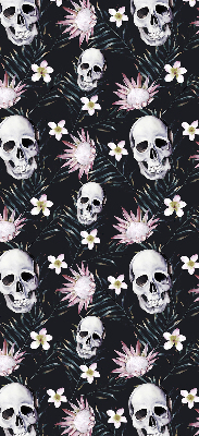Fabric roller blind Skulls among flowers