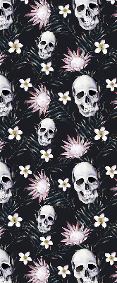 Fabric roller blind Skulls among flowers
