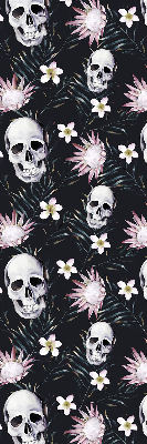 Fabric roller blind Skulls among flowers
