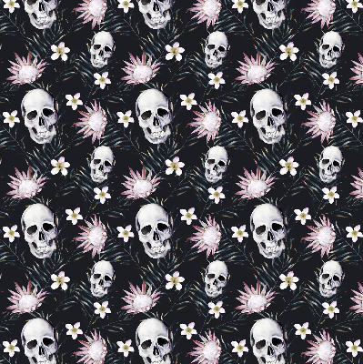 Fabric roller blind Skulls among flowers