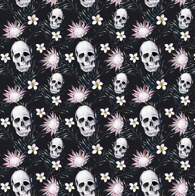 Fabric roller blind Skulls among flowers