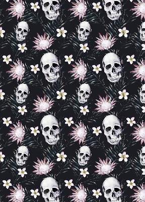 Fabric roller blind Skulls among flowers