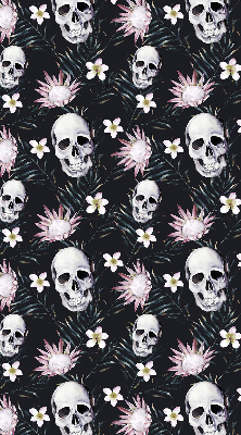 Fabric roller blind Skulls among flowers