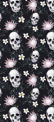 Fabric roller blind Skulls among flowers