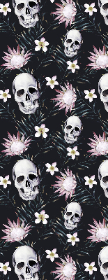 Fabric roller blind Skulls among flowers