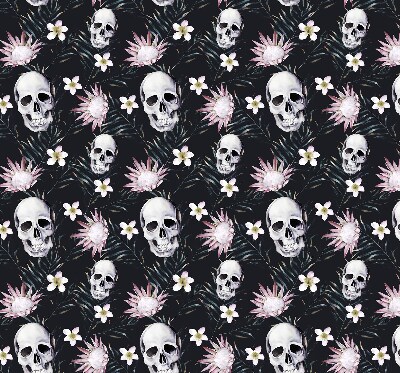 Fabric roller blind Skulls among flowers